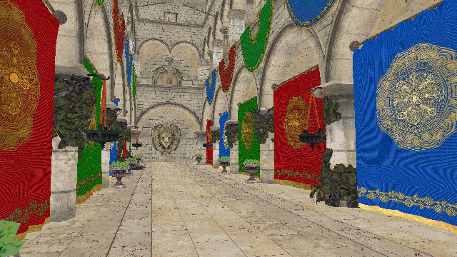 A picture showing the non voxelized sponza scene