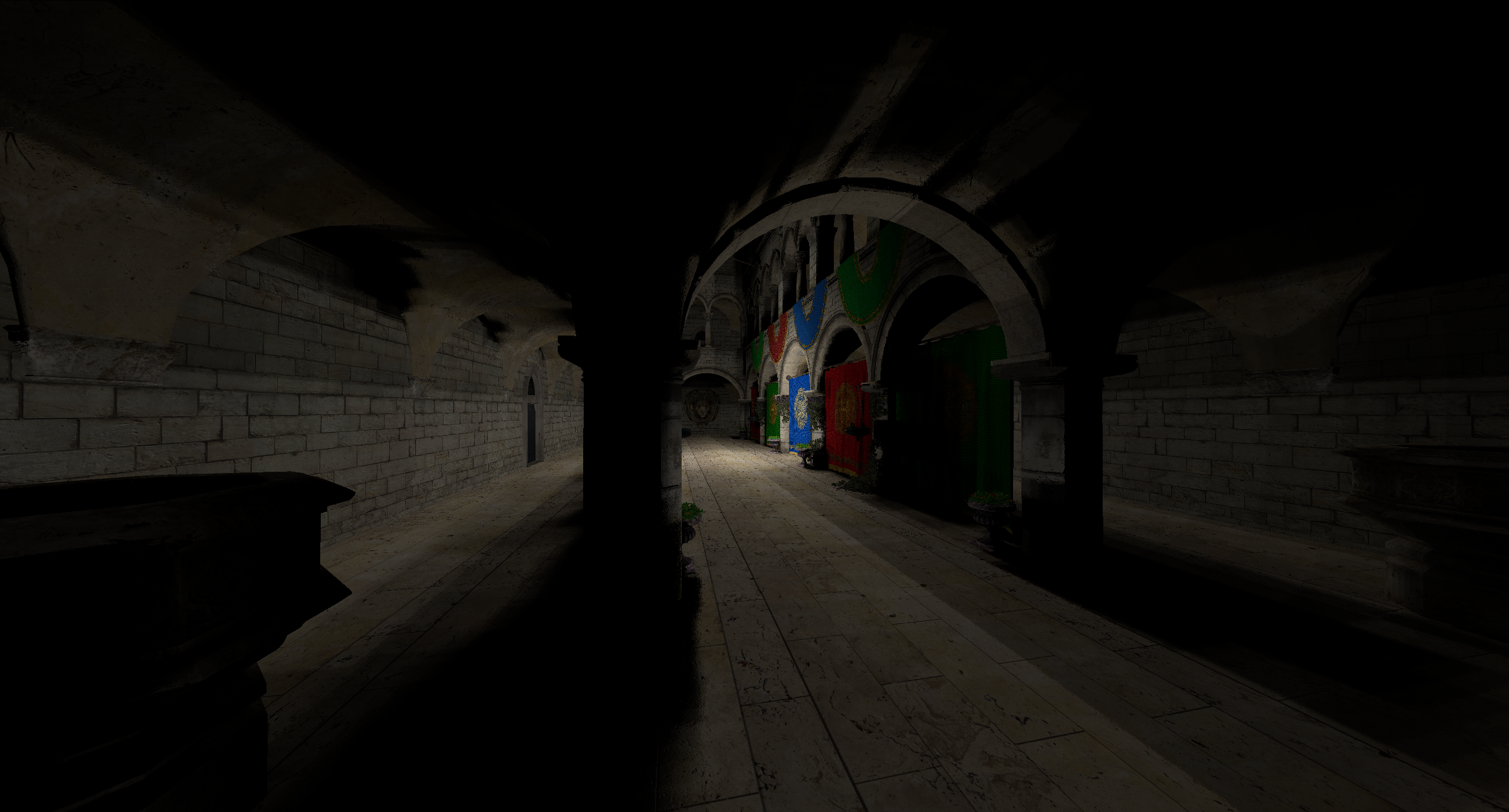 A picture showing the non voxelized sponza scene